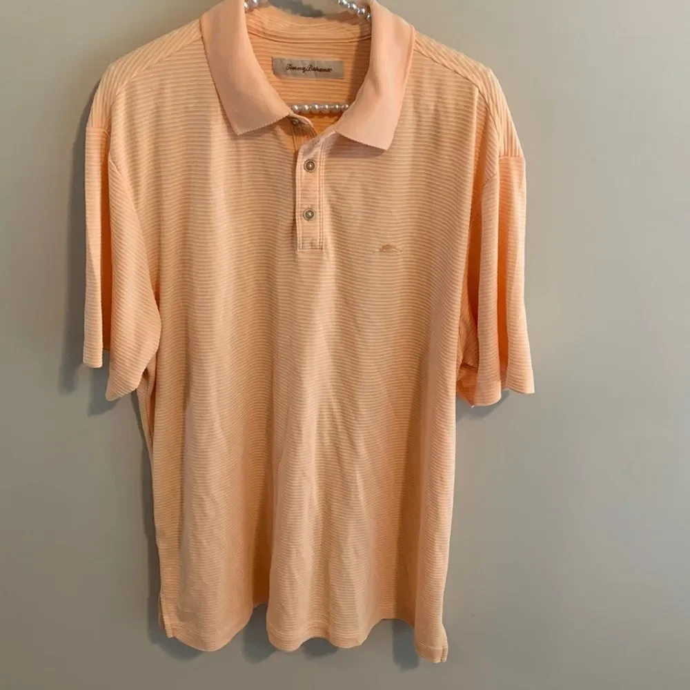 Tommy Bahama Fresh Start Orange Striped Polo size large